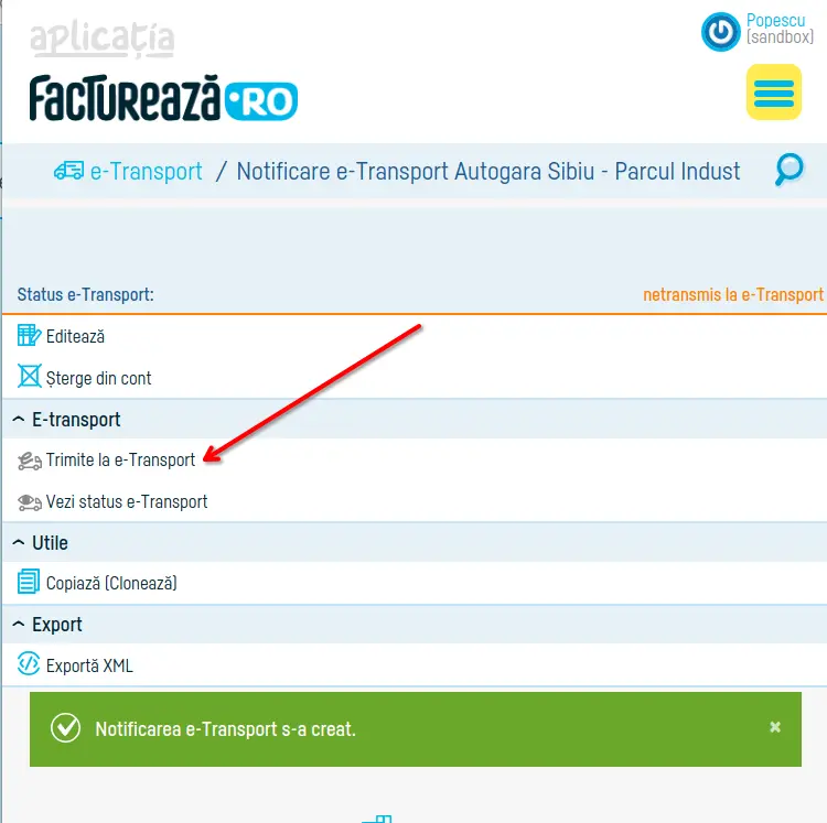 Cum transmiți notificarea e-Transport - pasul 10